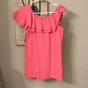 Lilly Pulitzer Vibrant Pink Ruffle Blouse